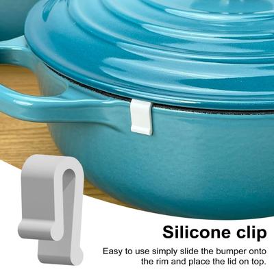 4/12 pezzi clip paraurti in silicone per coperchio di forno olandese, facili da usare, clip paraurti in silicone con design 3D per pentole in ghisa smaltata