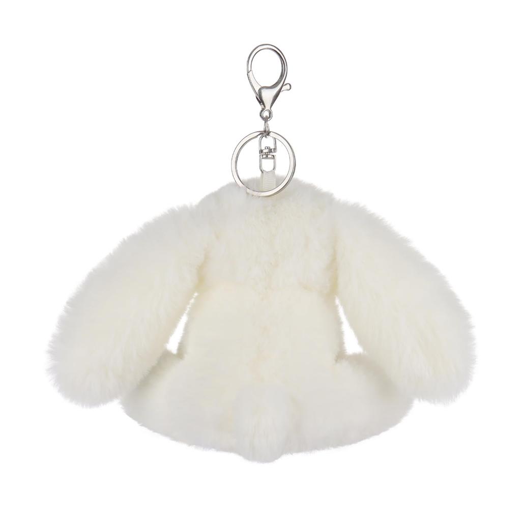 Apricot Lamb Cute White Bunny Soft Keychain Plush Toy, Perfect for Boys and Girls, Fits Kids Backpacks and Purses, 15cm