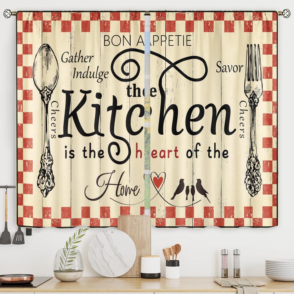 Farmhouse Fall Autumn Kitchen Curtains Rustic Flower Print Bedroom Living Room Treatment Window Drapes Curtain With Blackout Polyester Perfect For
