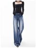 Women's High Waist Loose Plus Size Micro Flare Jeans - American High Street Style, Slimming & Hip Covering