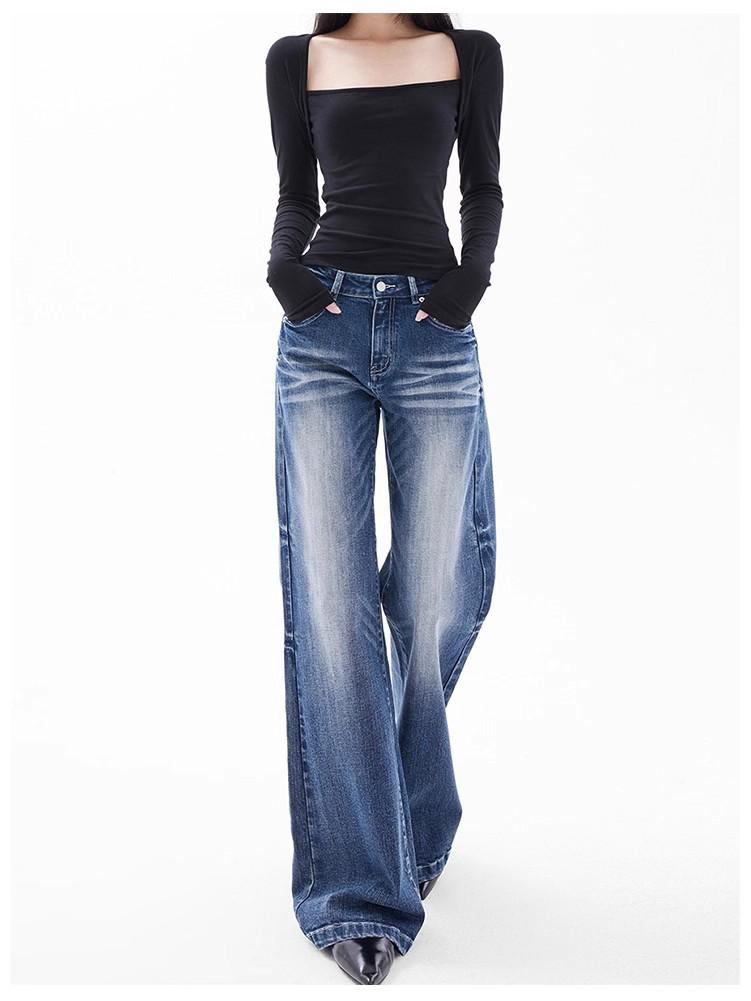 Women's High Waist Loose Plus Size Micro Flare Jeans - American High Street Style, Slimming & Hip Covering