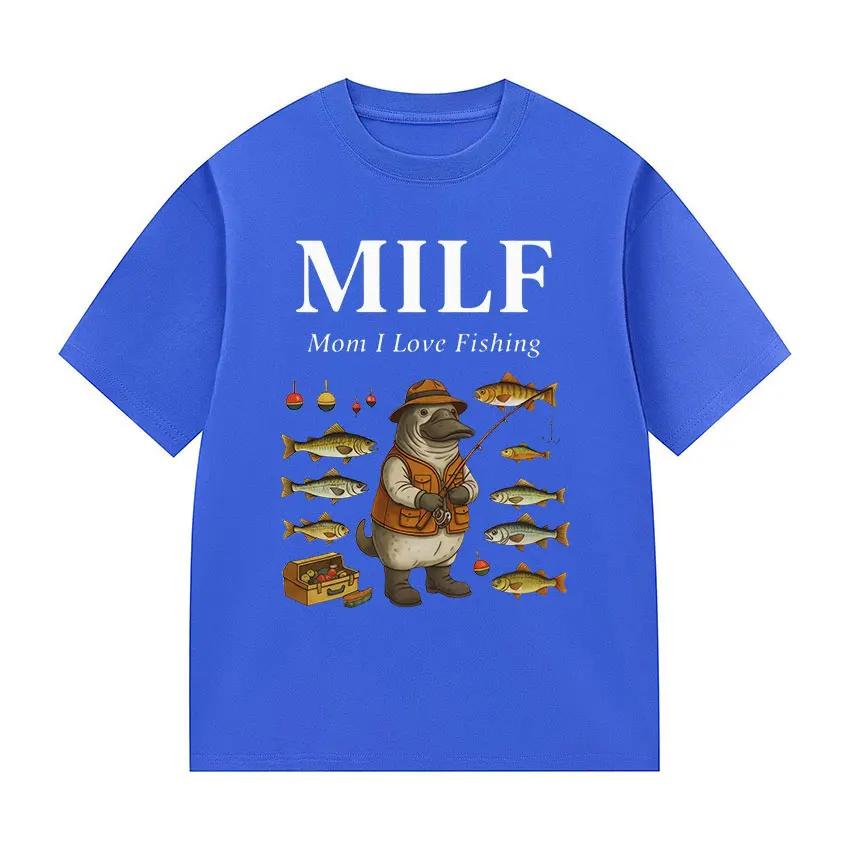 Funny Mom I Love Fishing Meme Vintage T-Shirt Men Women Fashion Oversized Casual High Quality Cotton T Shirt Streetwear