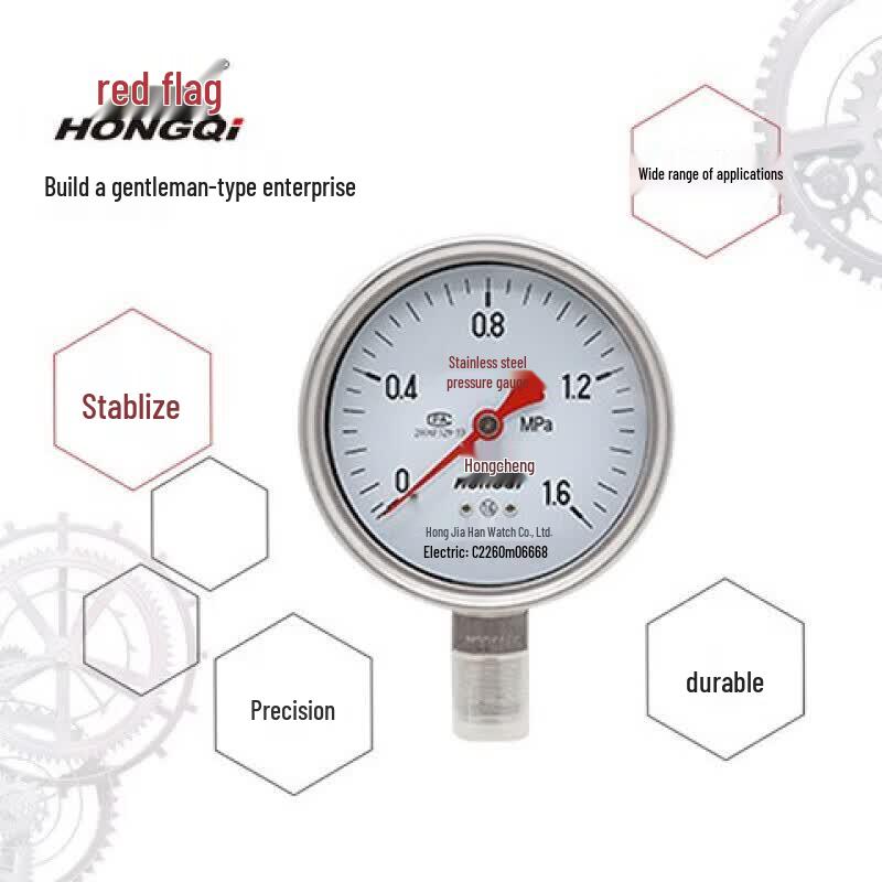Hongqi Y-100BF Radial Stainless Steel Pressure Gauge