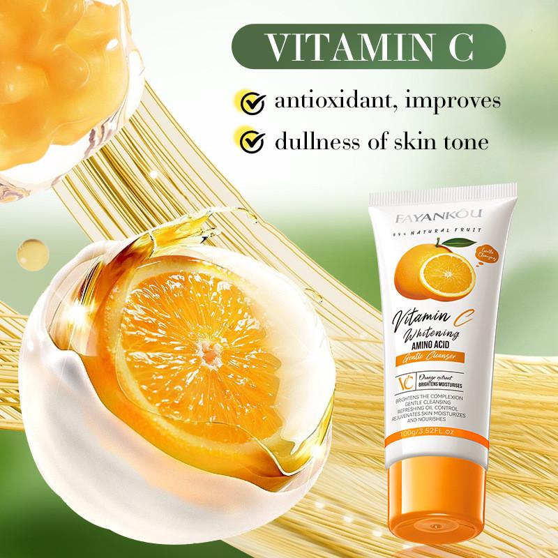 Natural Fayankou All Orange Vc Whitening Amino Acid Facial Cleanser For Daily Use