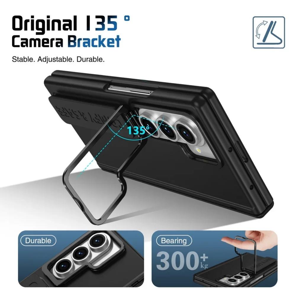 Busine Sle Multifunctional Lens Holder with Wristband Tempered Glass Film Case for Samsung Galaxy Z Fold 7 6 5 4 3 Protect Cover