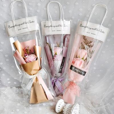 520 Single Stem Soap Flower: Rose, Carnation, and Sunflower Bouquet - Preserved and Artificial.