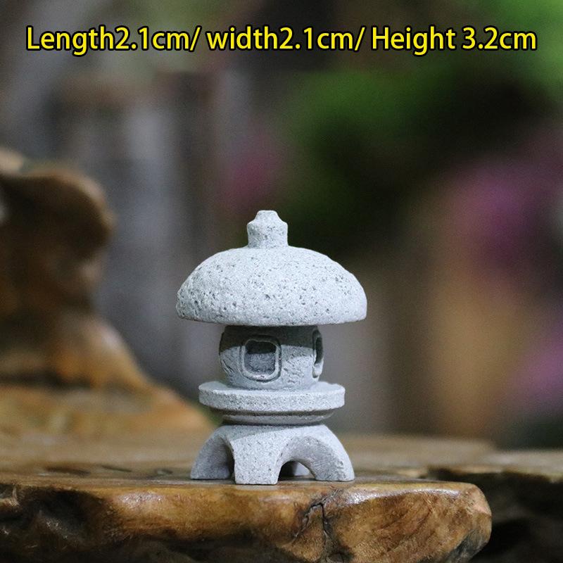 Vintage Zen Miniatyr Sand Stone Tower Pavilion Ornaments Lyktfigurer Japansk hage Bonsai Rockery Lanscaping Home Decor