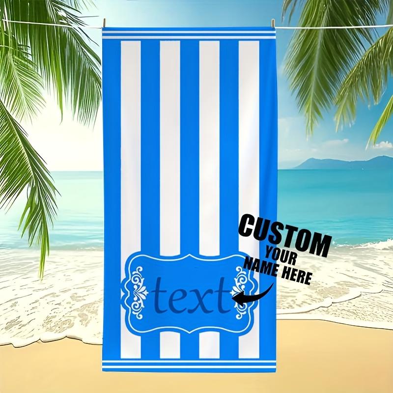 Personalized Striped Beach Towel Custom Name/Logo Oversized Microfiber Towel Summer Party Gift For Beach Swimming Bath Sports
