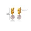 Cross Retro Pearl Temperament Earrings - 18K Gold Plated Stainless Steel with Diamond Inlaid Mother-of-Pearl Heart Bow Design