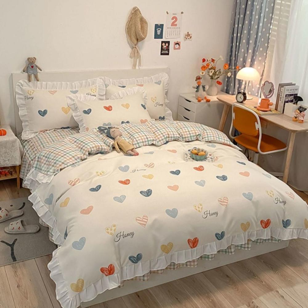 Bettrock Vierteiliges Bettlaken-Set im Prinzessinnen-Stil, Bettbezug, Bettwäsche, Schlafsaal-Bettlaken, dreiteiliges Set