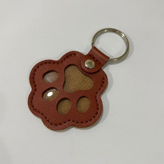 Faux Leather Pet Hair Keychain Dog Cat Claw Shape Souvenir