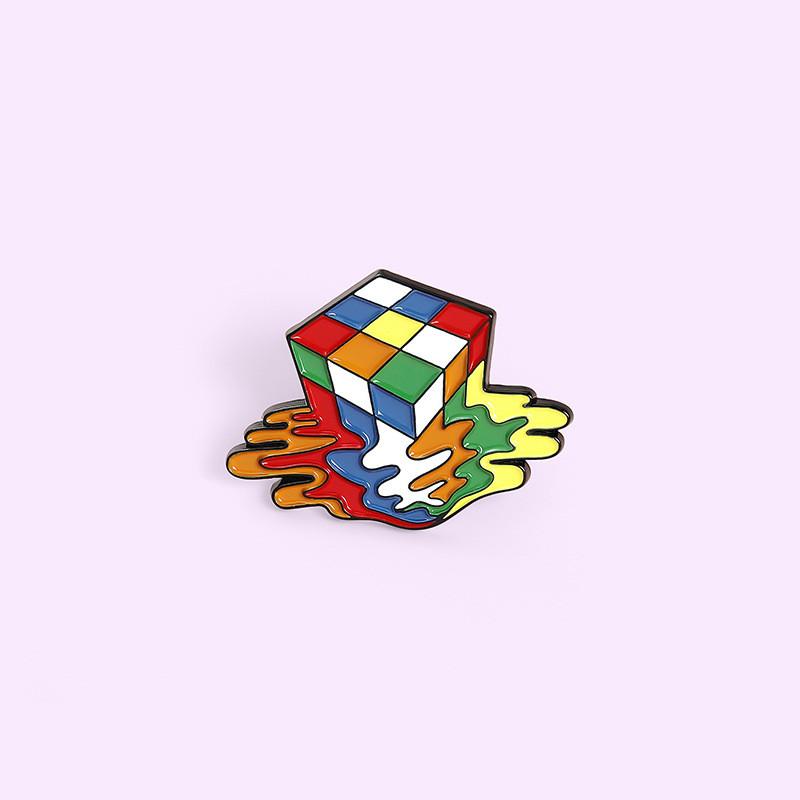 Creative Fashionable Cartoon Cube Brooches Vibrant Colorful Pins For Individual Style