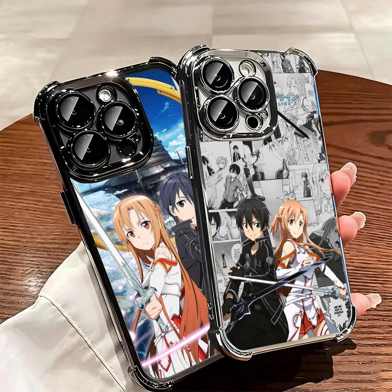 Sword Art Online Anime Soft Phone Case For iPhone 15 16 17 Air 14 Pro Max 16E Plus 13 12 Mini Plating Anti-Fall Fundas