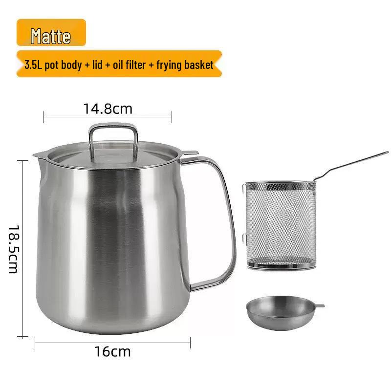 304 Stainless Steel Oil Filter Pot with Screen - Large Capacity Oil Storage and Residue Filtering Bottle