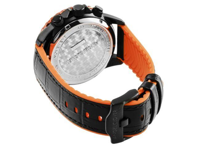 Angel Clover Watch Time Craft Diver TCD45BK-BK Men's Black Leather & Rubber Band