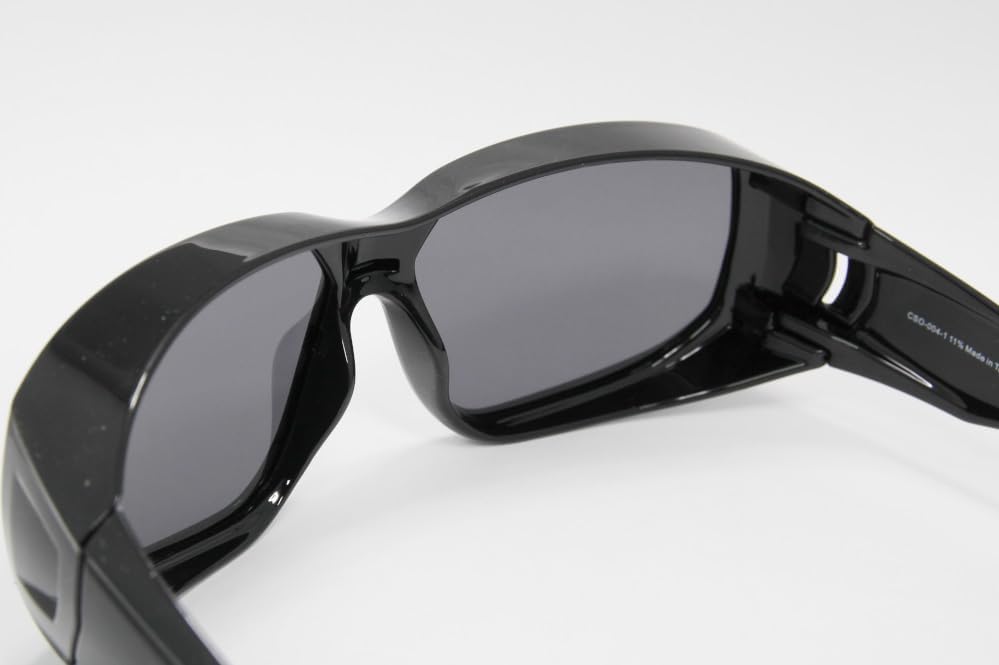 Driving Polarized Sunglasses UV Protection Over Glasses Lightweight Sports Sunglasses Fishing Golf Driving Black Overglasses [Captain Stag] Men's