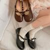 Women Shoes 2025 Spring Fashion Bow-knot Lightweight Women's Flats Vintage Comfortable Soft Sole Metal Decoration Mary Jane Shoe