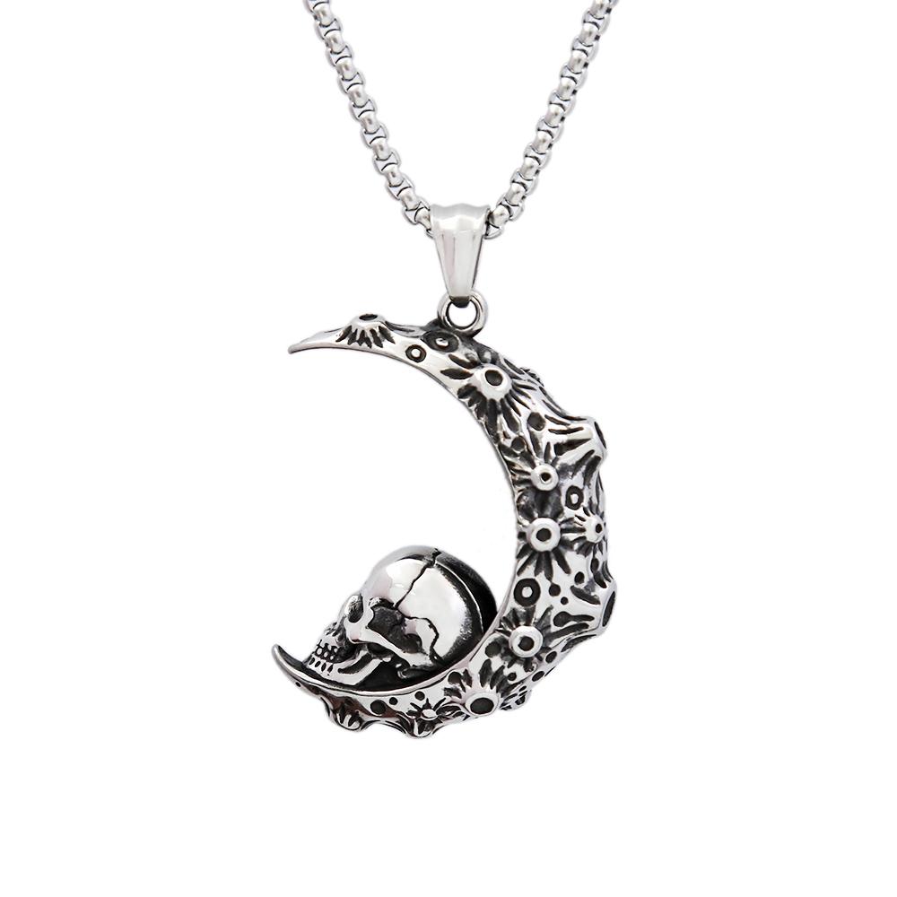 Gotische Hip Hop Totenkopf Anhänger Halsketten Für Männer Edelstahl Punk Mode Skelett Halskette Halloween Schmuck Geschenke Großhandel