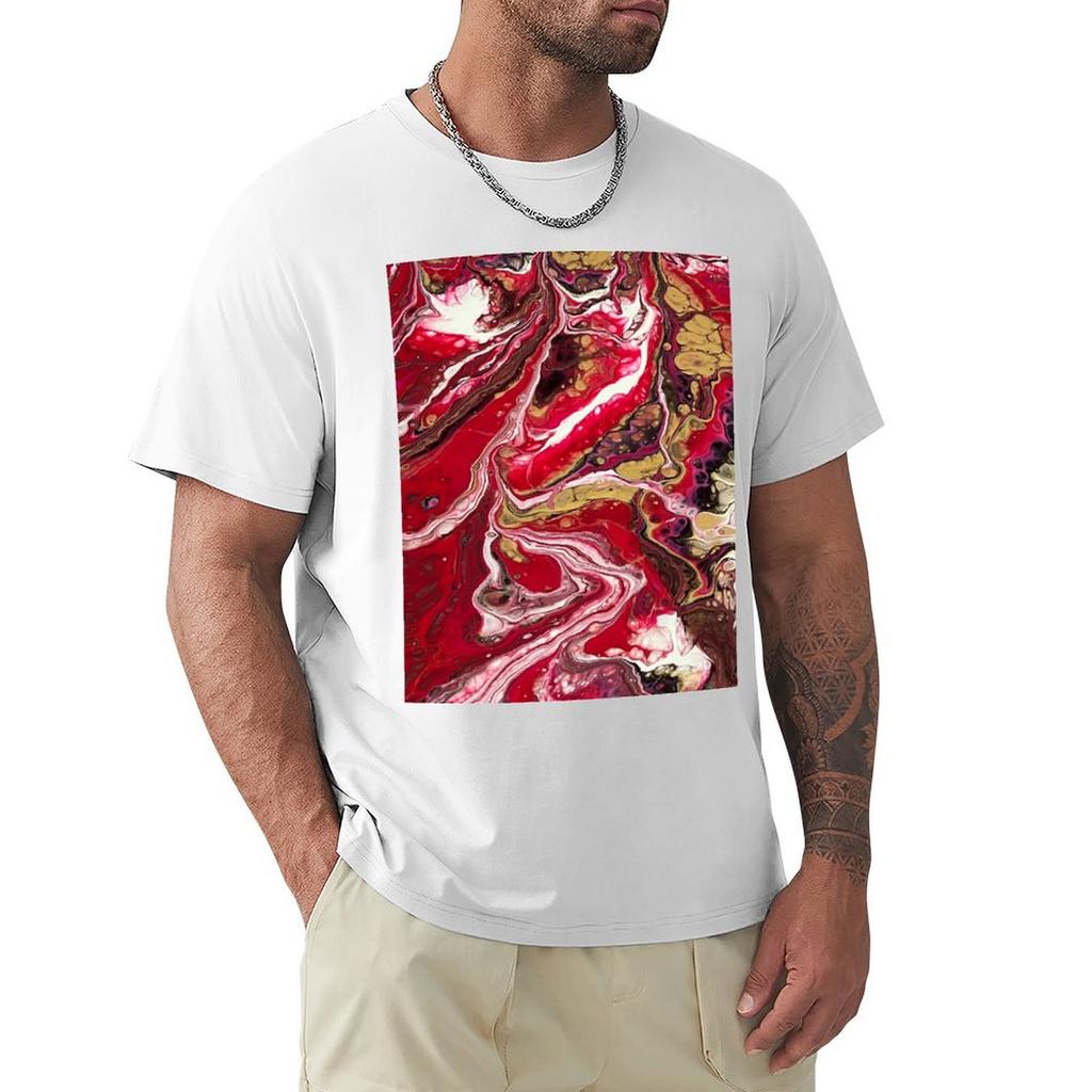 Red white and golden waves TShirt anime t shirts customs design your own t shirt men