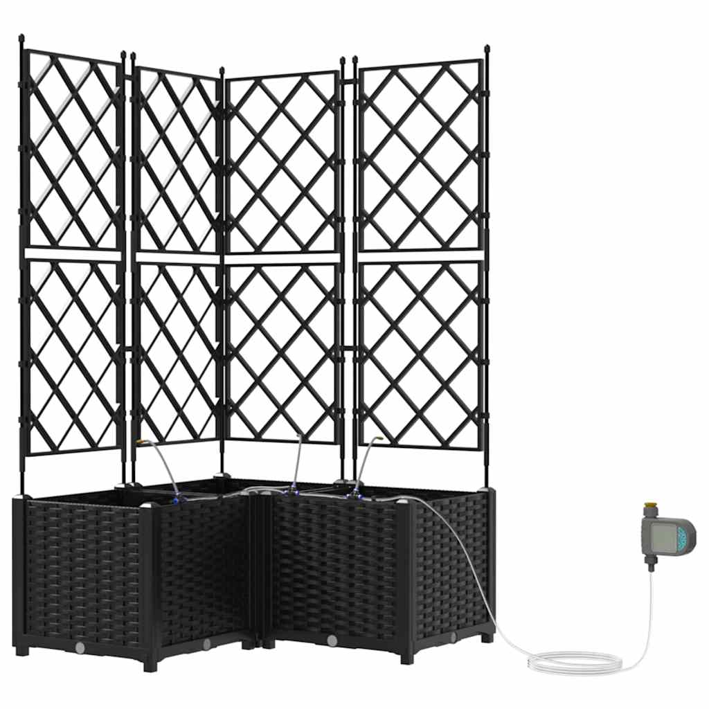 Garden Planter Set 3 Pcs Black 80 X 80 X 142 Cm Plastic