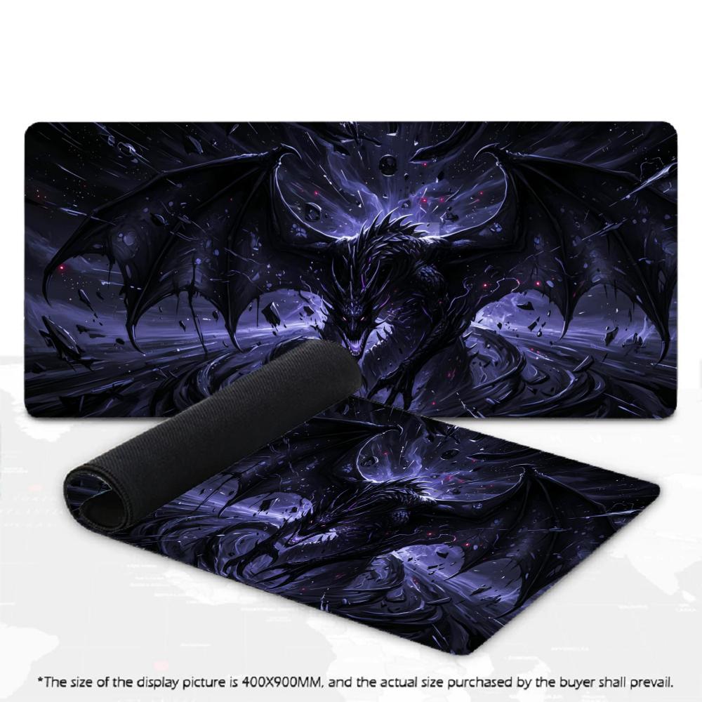 XXL Dunkler Drache Großes Mauspaddel Fantasy Magische Rune Neon Grafik Schreibtischunterlage Rutschfeste Gummi Gaming Computer Tastatur Mauspads