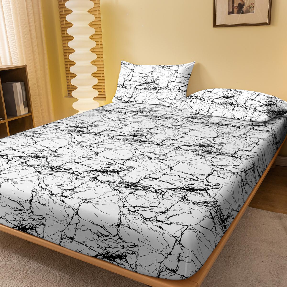 

1 простая современная матовая простыня на резинке с принтом, покрывало для спальни с принтом, постельное белье (Исключая наволочки) 71x132cm