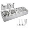 Countertop Food Serving Display Container, Stainless Steel Food Salad Server Tray, Buffet Condiment Dispenser, Ice Cooled Rack with Separate Lid, for