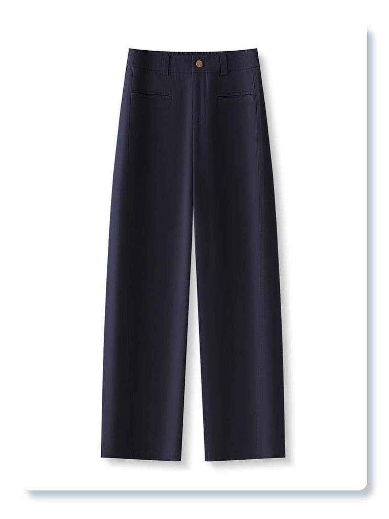 Pink Slim-Fit Straight-Leg Women's Pants: 2025 High-Waisted, Loose, Wide-Leg, Casual Spring and Autumn Style.