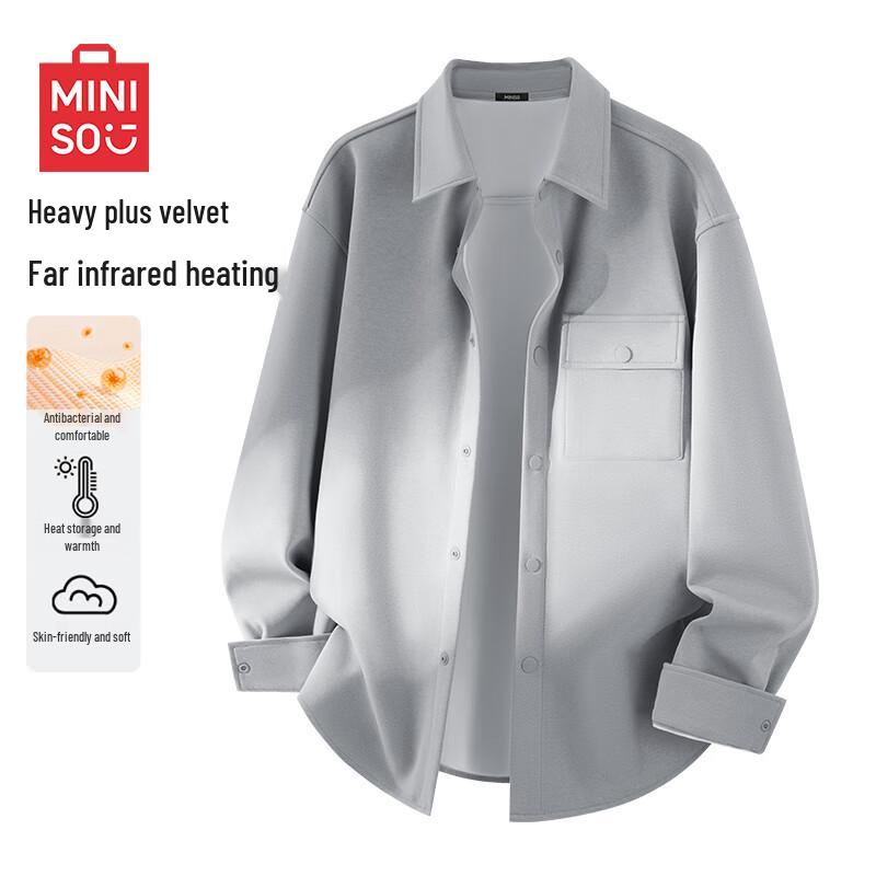 MINISO Men s Autumn/Winter Collared Long-Sleeve Shirt L