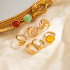 European and American irregular smudge gem ring set, retro ins threaded water drop hug ring hand jewelry