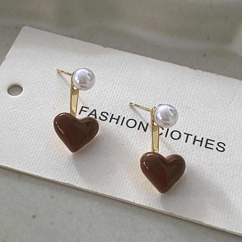 Butterfly Stud Earrings Maillard Geometric Design Niche Earrings French Retro Drip Glaze Earrings Women