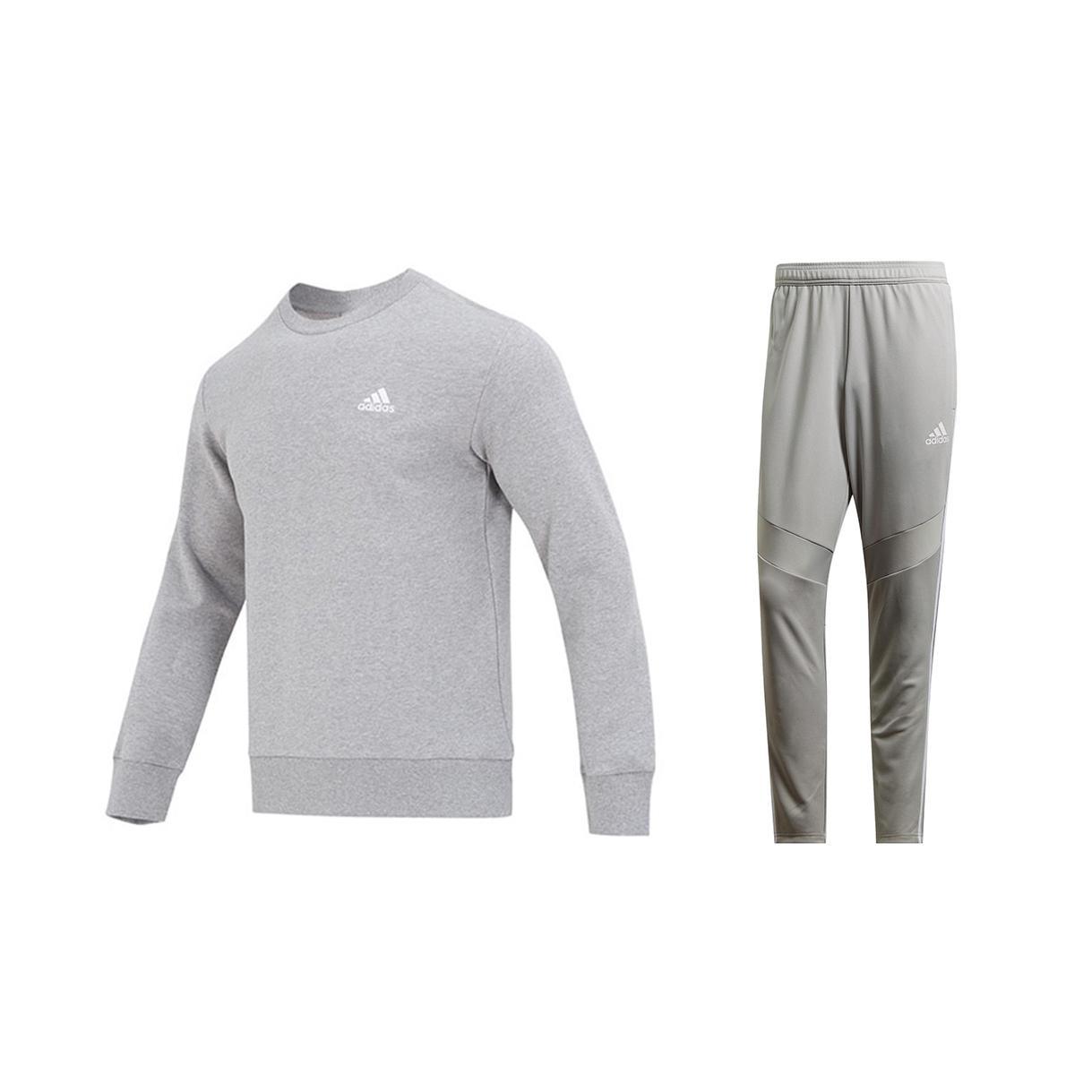 

Adidas Crew Neck Pullover Long Sleeve Slim Fit Knit Sweatpants Set Men Sweatpants Set Gray IC9331+FK9865 S