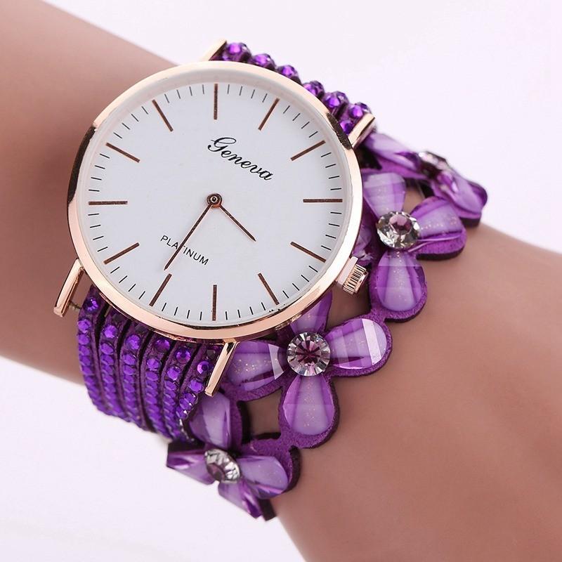 Elegant Floral Quartz Bracelet Watch Fashionable Women's Jewelry Timepiece