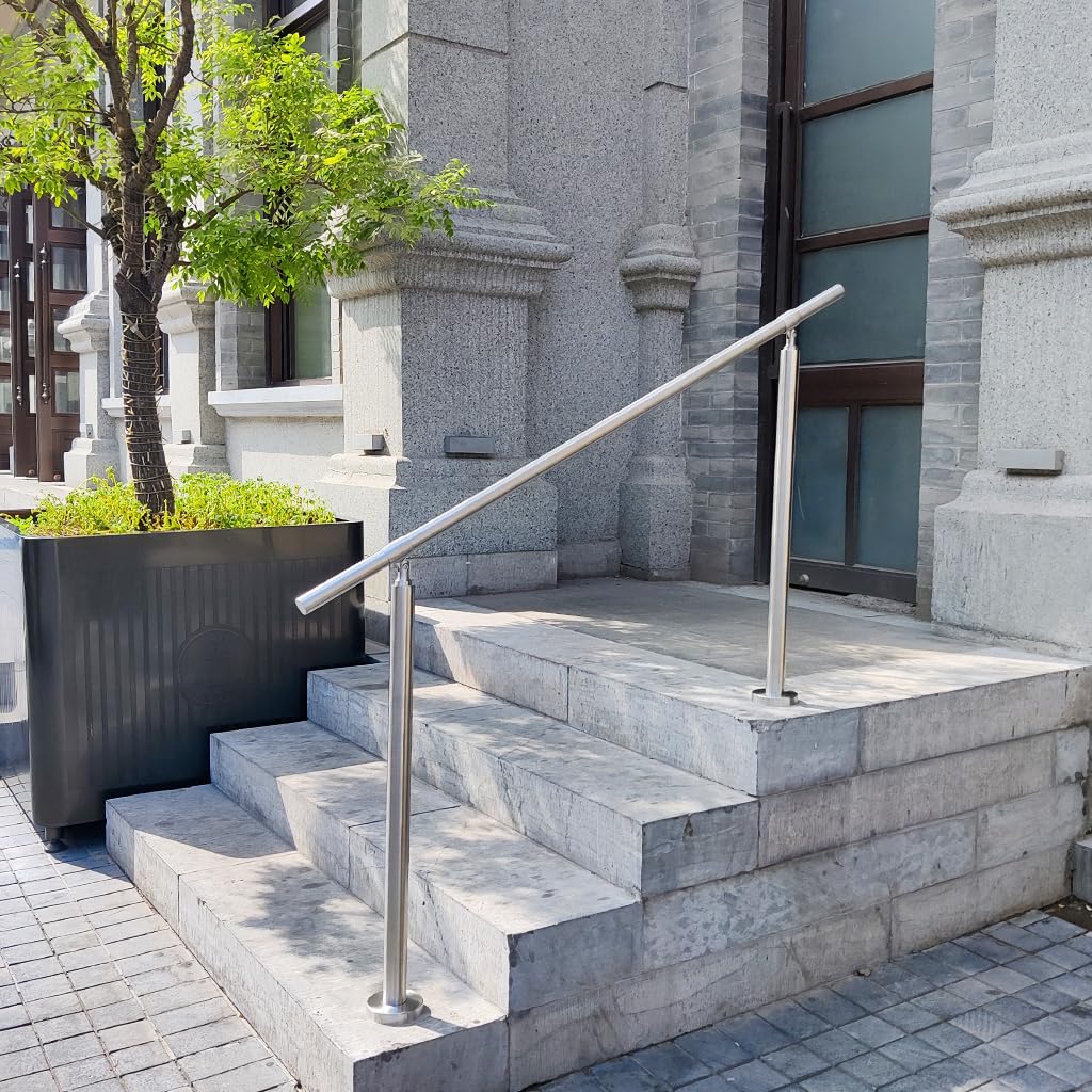 YHEYSMUX 160x85cm Outdoor Stairs Handrail 304 Stainless Steel Handrail DIY Entrance Adjustable Angle Indoor Outdoor Use Easy Installation Load