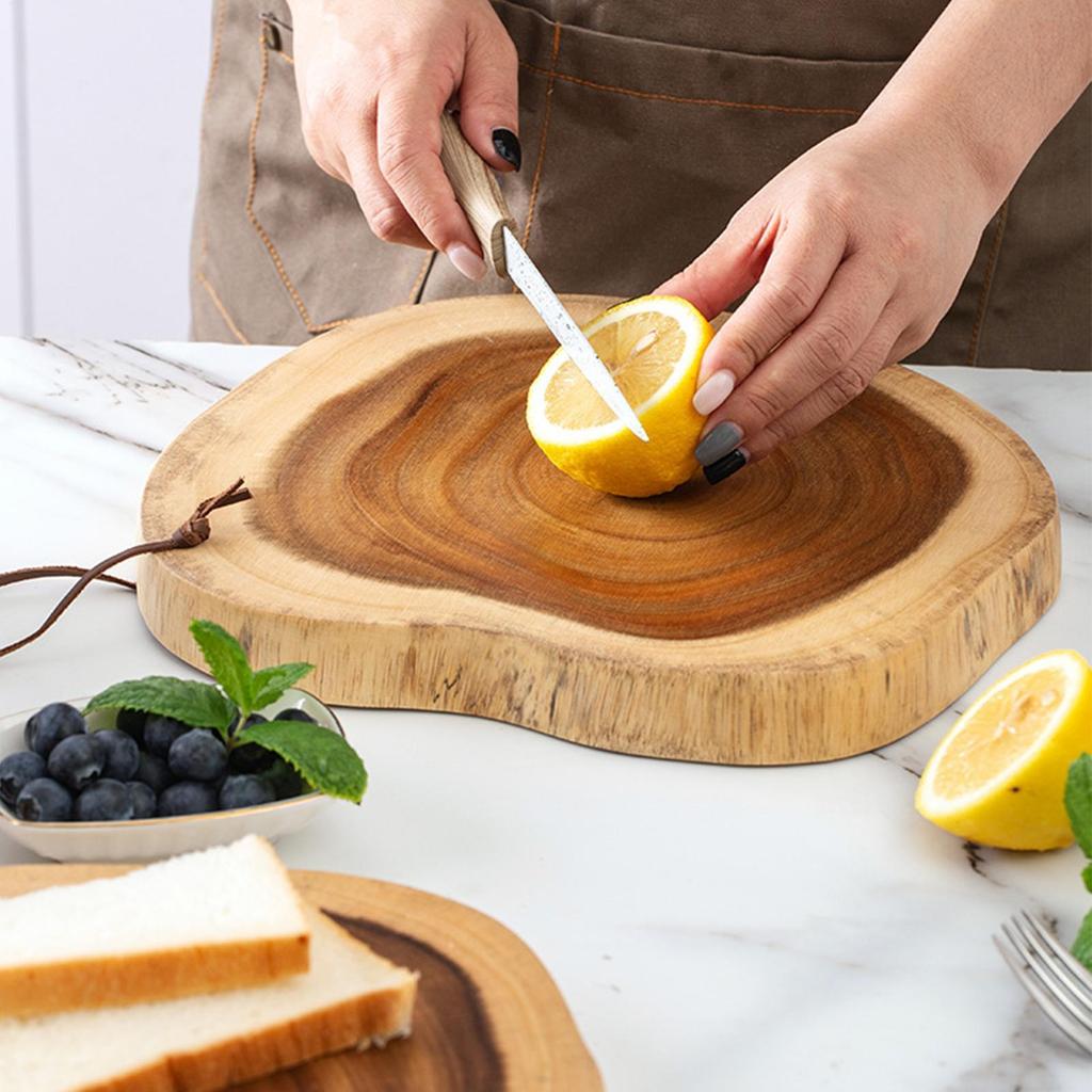 Wooden Cutting Board Irregular Shape Tray 0.98in Thickness Double-Sided Wooden Chopping Board Dishwasher Safe for Fruit