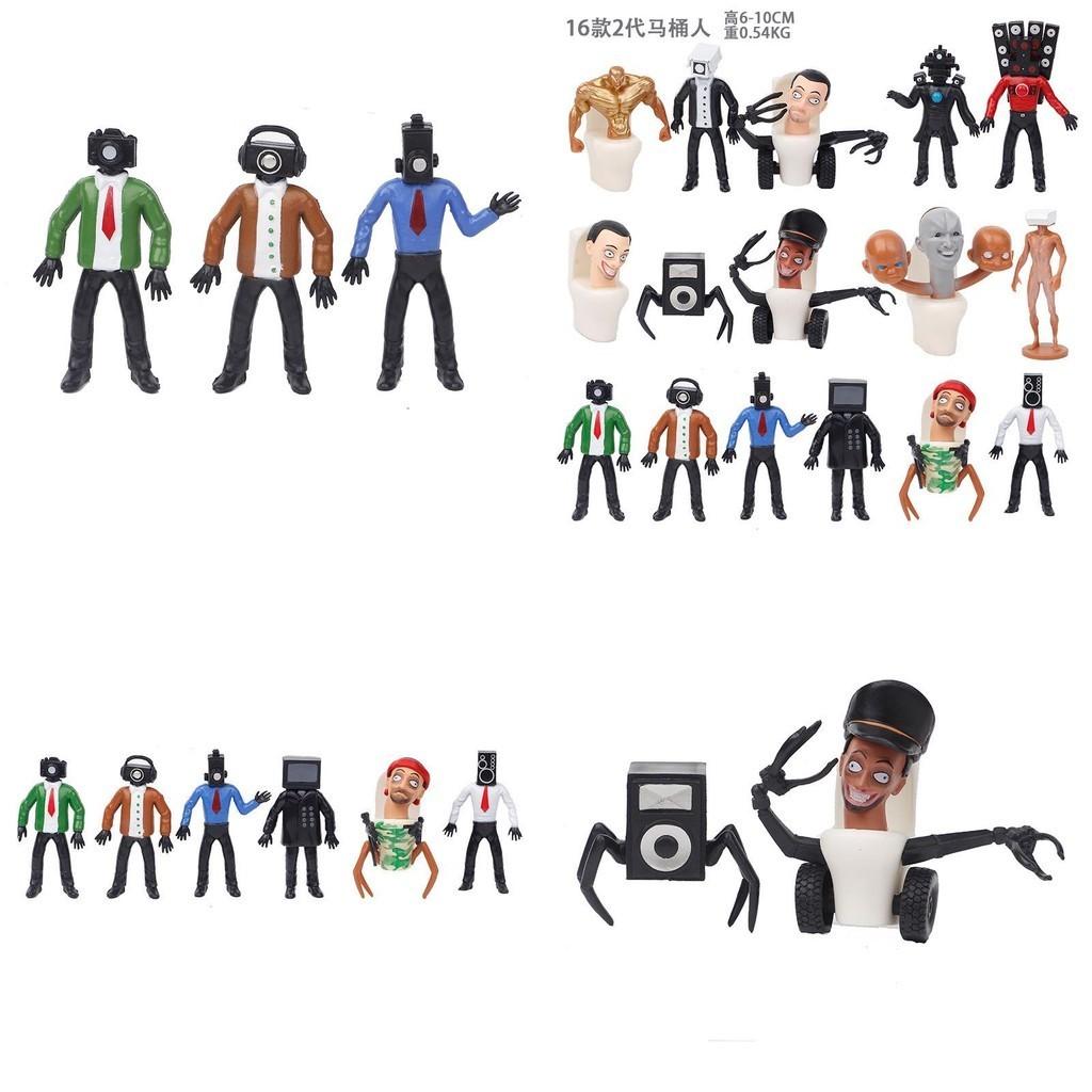 Set di Figure in PVC Skibidi Toilet Man 16 Pezzi Altezza 6-10cm