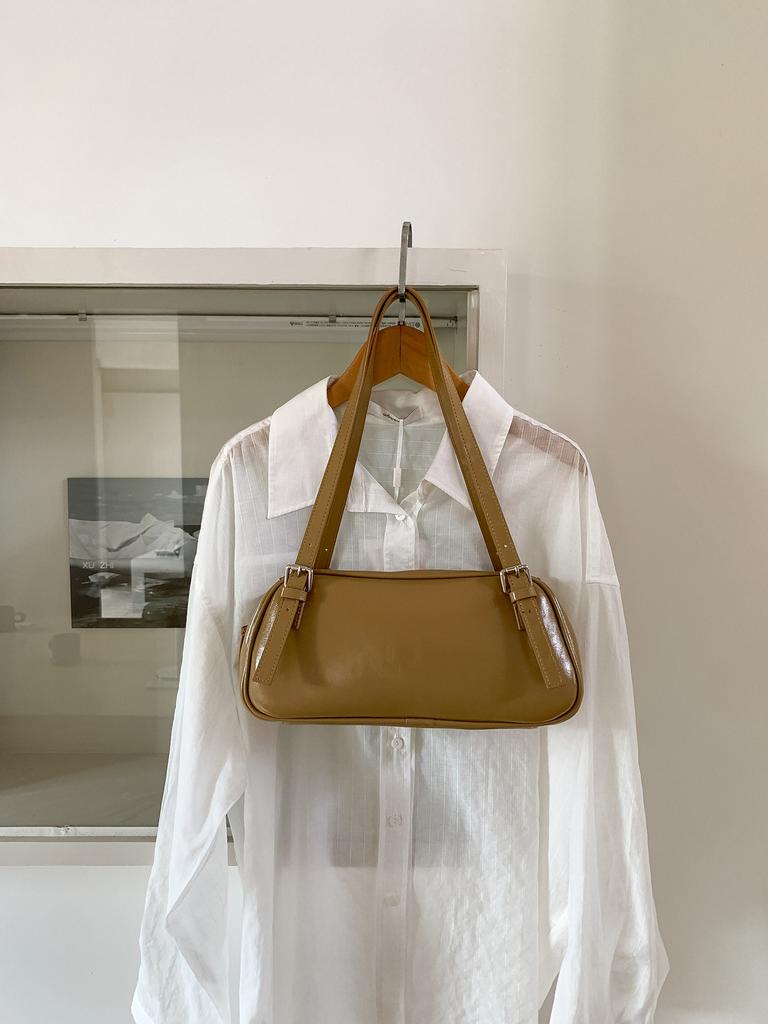 Baguette-Tasche hochwertig neu vielseitig tragbar Umhängetasche schlichtes Leder Nische Achseltasche Damen