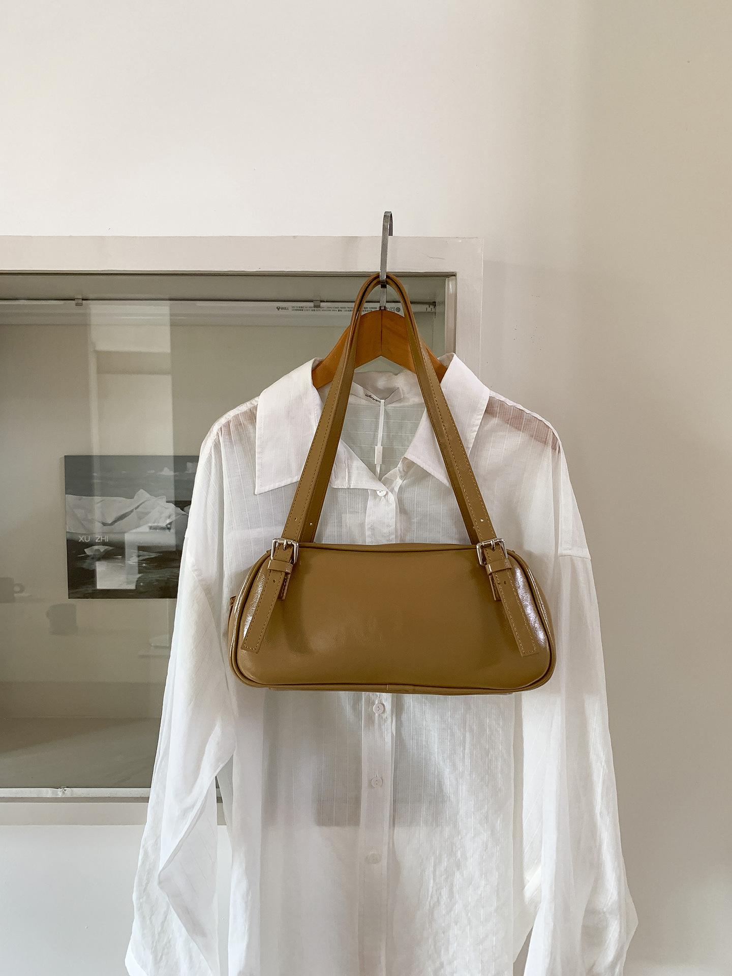 

Сумка-багет високого класу нова універсальна портативна сумка через плече проста шкіряна нішева сумка під пахву жіноча абрикосовий