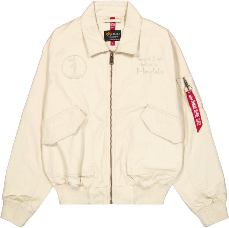 Alpha Industries CWU-45 Canvas Honolulu Bomber Jacket (156126) Vintage White
