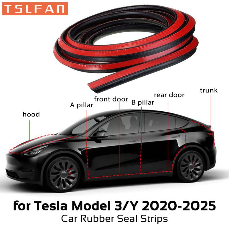 ZFX1 For Tesla Model 3 Y 2020-2025 Highland Juniper Car Door Rubber Seal Strips Kits Noise Insulation Trunk Hood Sealing Accessories
