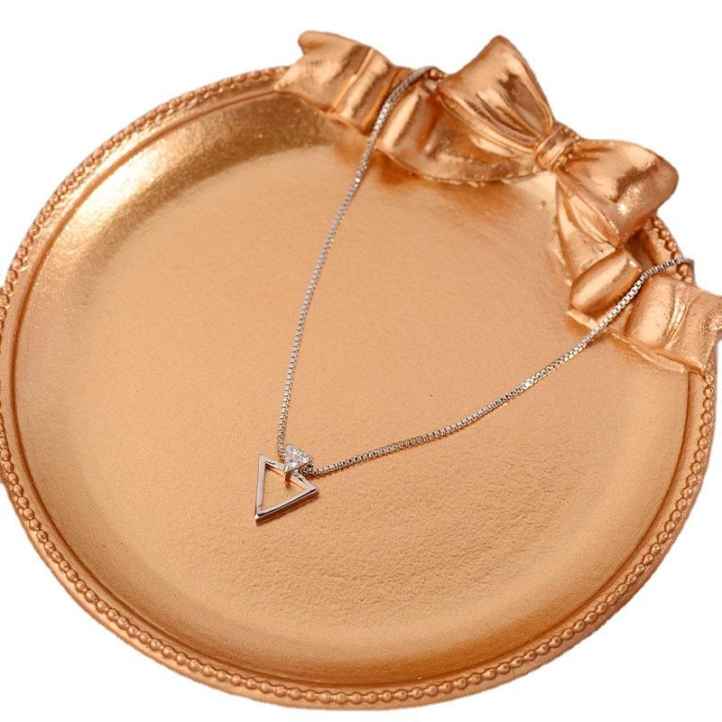 Diamond Triangle Necklace Lesbian Niche Temperament Clavicle Chain