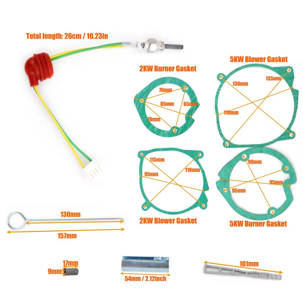 Air Diesel Heater 12V Ceramic Glow Plug Burner & Blower Gasket Strainer For 3-8kw Car Truck Caravan Camper Boat