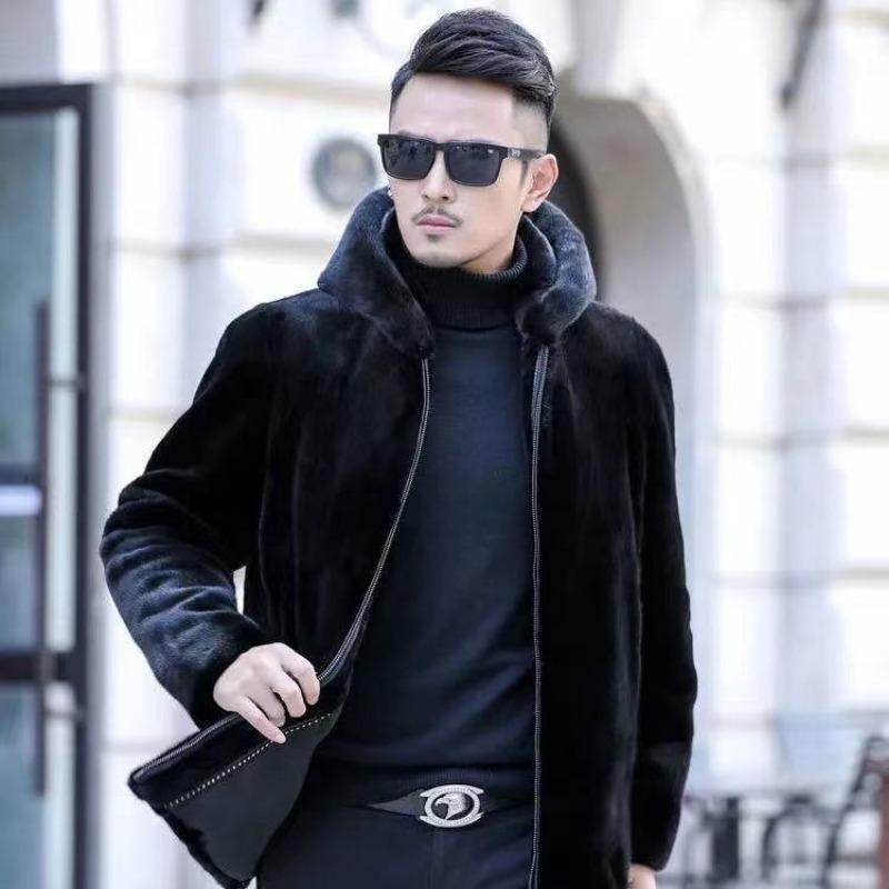 Winter Imitation Mink Imitation Mink Men's Clothing Imitation Mink Velvet Imitation Fur Jacket with Cotton Thickened Short Cotton Coat