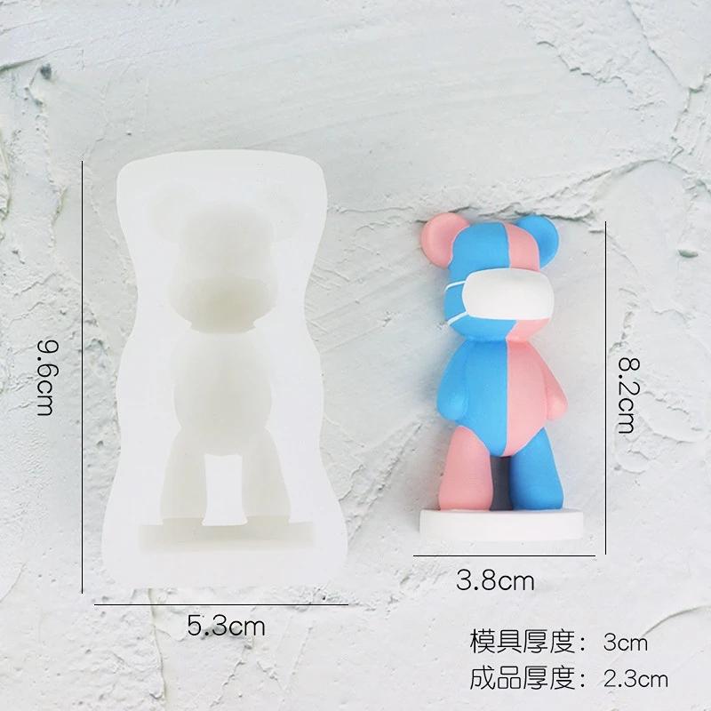 3D Силиконовая форма для свечей  Жестокий медведь  DIY Стоящий медведь-маска Формы для выпечки шоколада и кубиков льда Мыло, гипс, смола Ручная работа