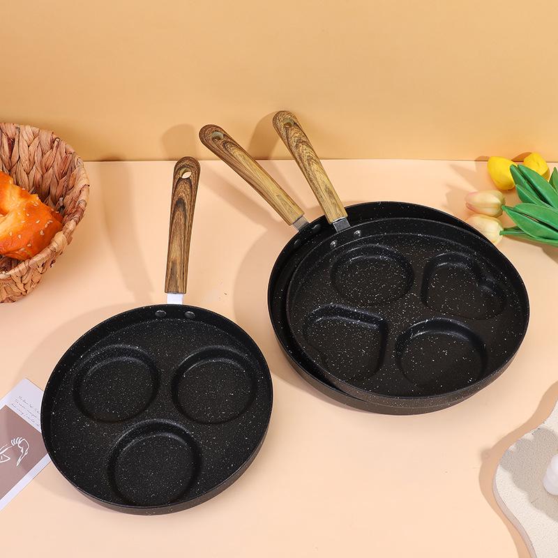 Non-Stick Maifan Stone Breakfast Frying Pan with Multiple Holes for Eggs and Dumplings