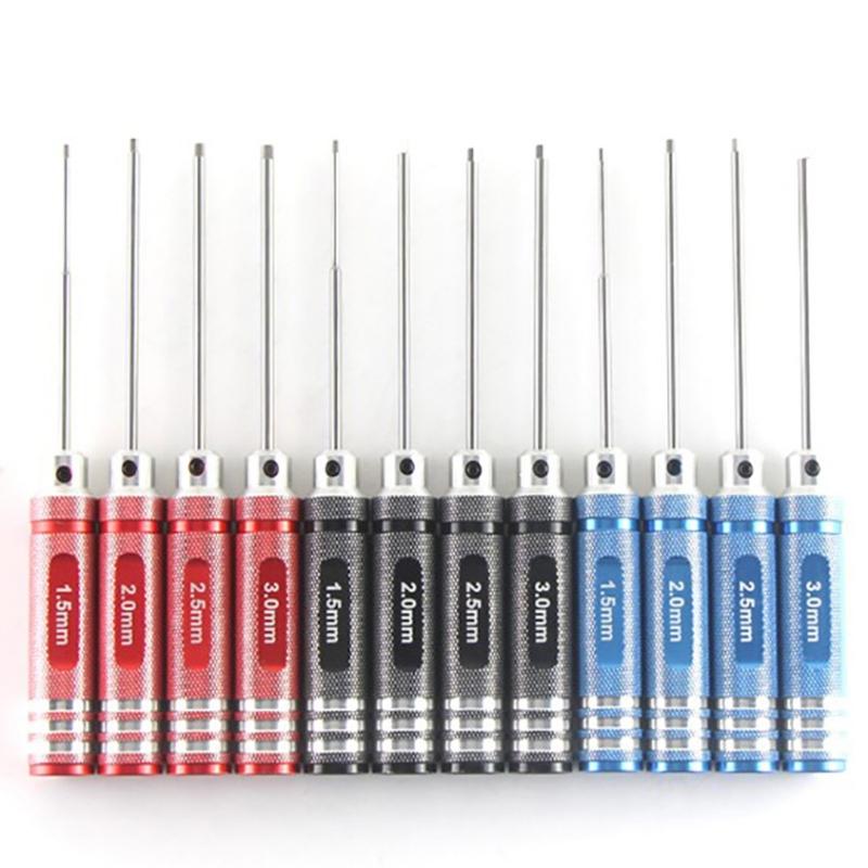 4Pcs/Set Allen Hex Screwdrivers H1.5mm/2.0mm/2.5mm/3.0mm Hexagon Screwdriver for Model Aircraft DIY Hand Tools