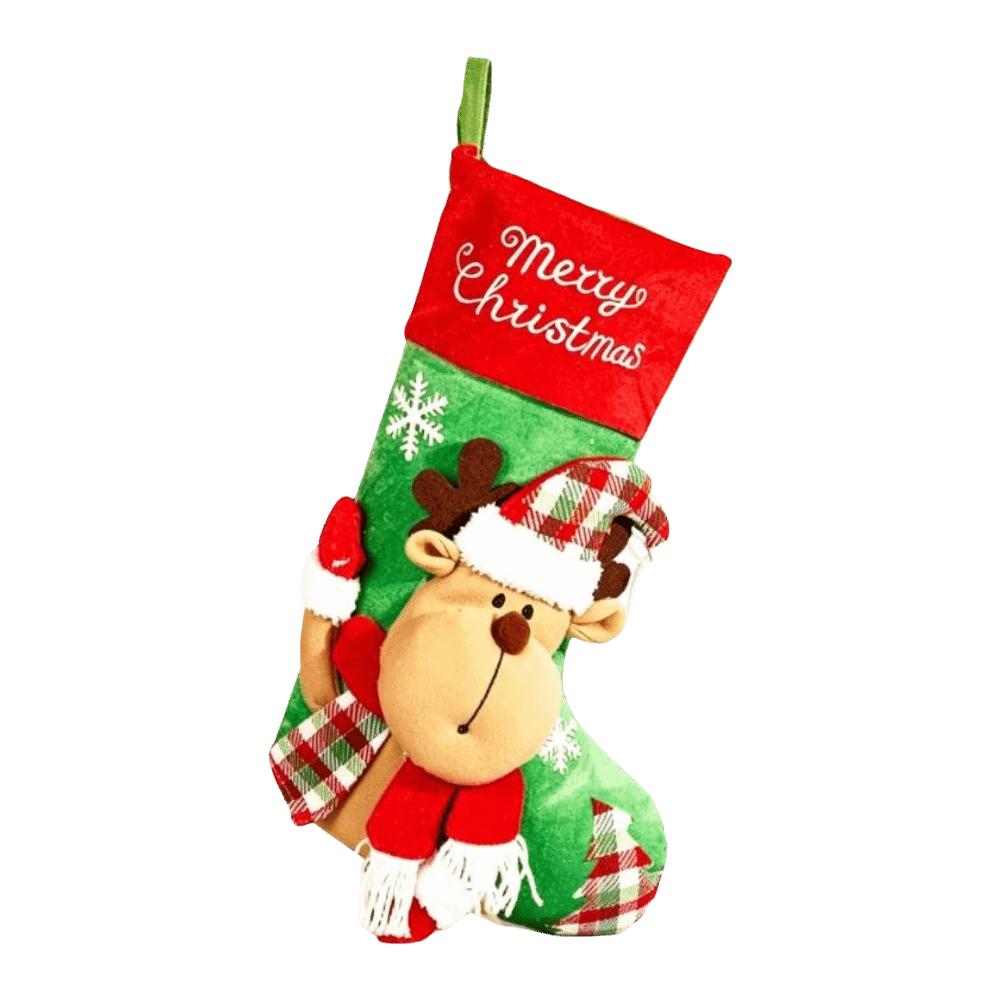 Large Capacity Christmas Stockings Elk Snowman Santa Gift Pocket Santa Claus Cartoon Plush Xmas Tree Hanging Decoration Doorway