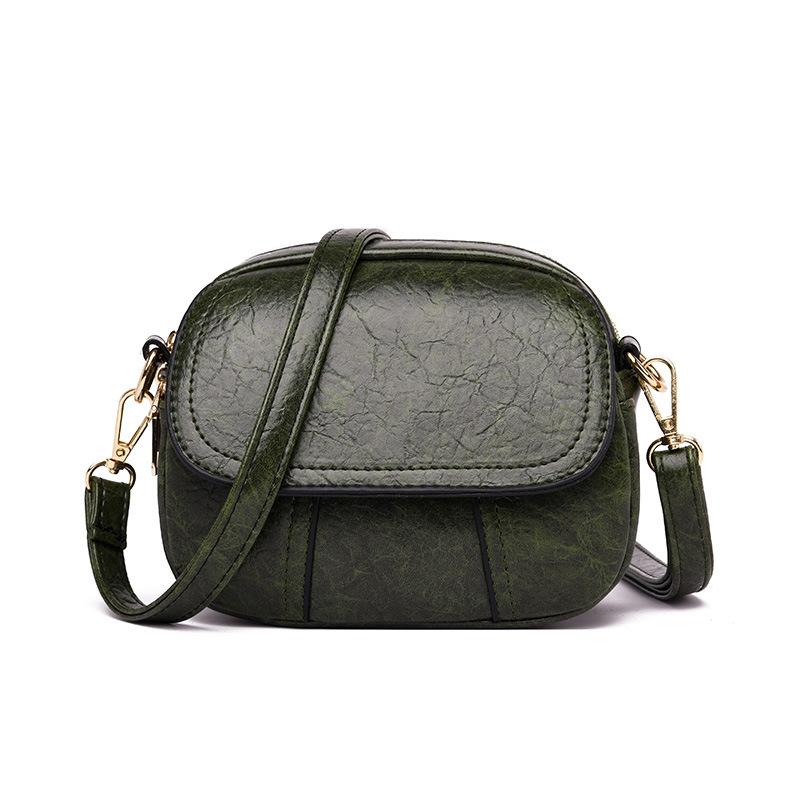 Three Layer Small Bag for Women, Stylish and Versatile, Single Shoulder Crossbody, Small Round Bag, Soft Leather Women s Bag зелёный