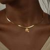 18K Gold-Plated Fashionable 304 Stainless Steel Zodiac Necklace with Flat Snake Chain, Colorfast.
