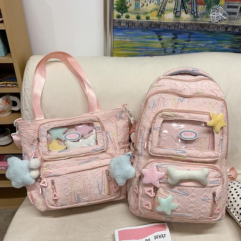 Schoolbag Children's Schoolbag Girls Elementary School Students High Value Two-piece Set Backpack High School Student Pain Bag Backpack